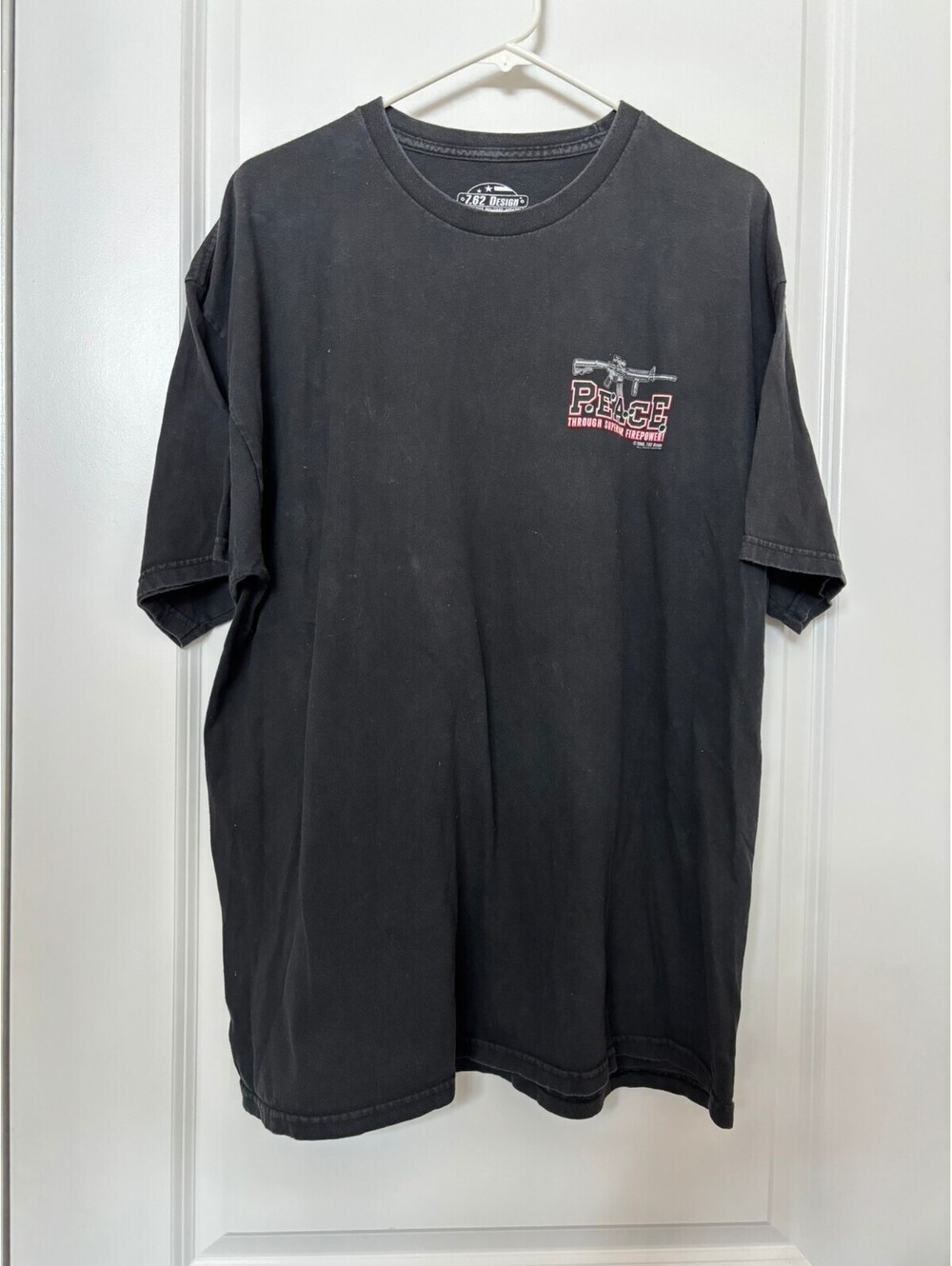 2008 7.62 Design Peace Through Superior Firepower Military T Shirt XL